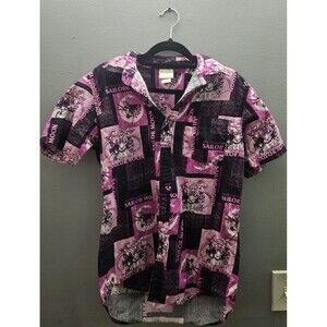 Sailor Moon Shirt Mens XS Pink Black Button Front Anime Graphic Hot Topic